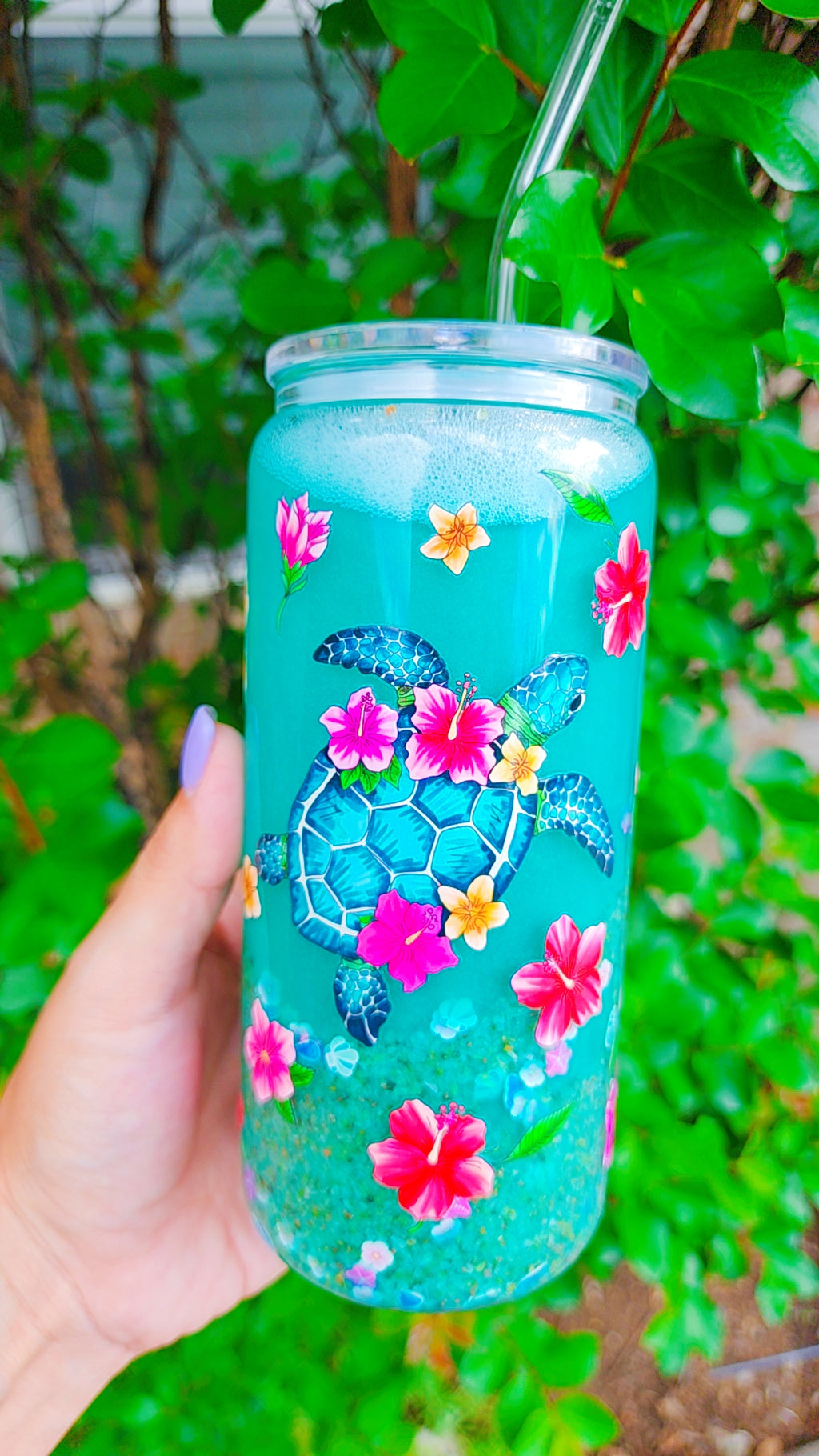 20oz Glass Snowglobe Sea Turtle